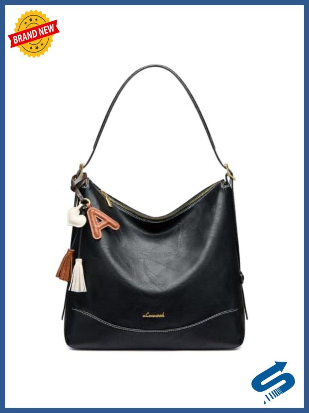 Faux Leather Hobo Handbag with Hidden Cup Holder, Adjustable Crossbody Strap,